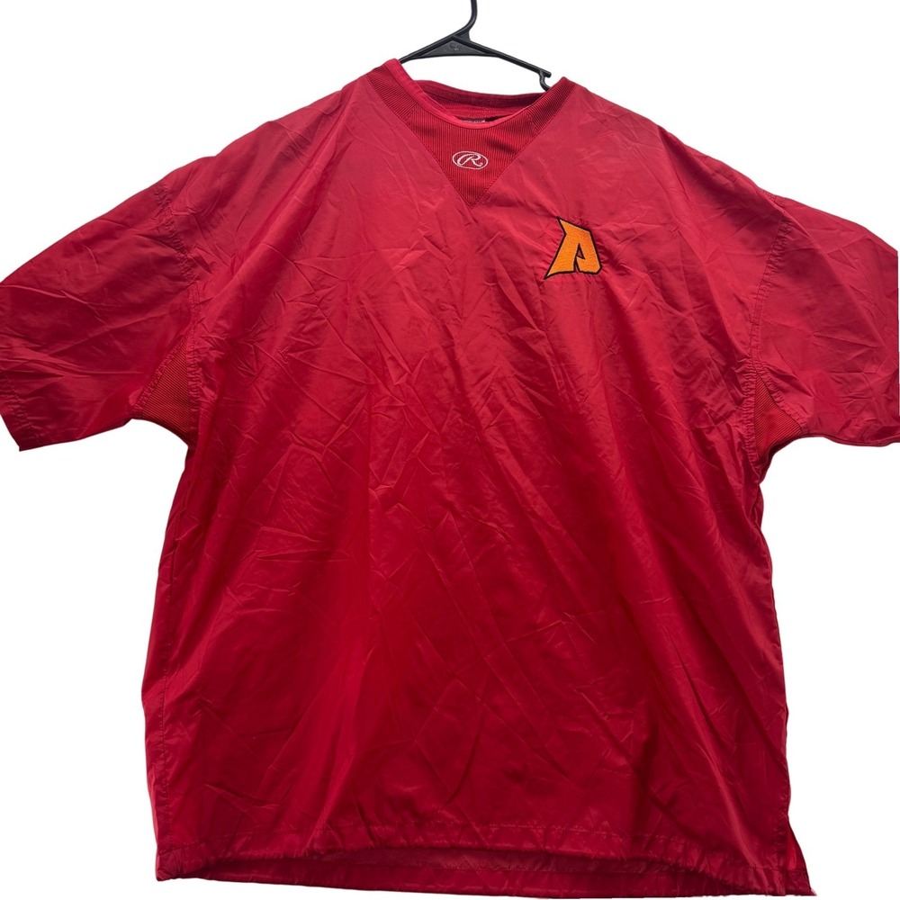 Rawlings Men's Medium Red Pullover Windbreaker Baseball Warm Up‎ Jacket Athletic